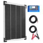 MKK GROUP 20W Monocrystalline Solar Panel Kit 12V Complete Off-Grid Solar System Set for Car RV Marine Boat Camping Emergency Power Supply