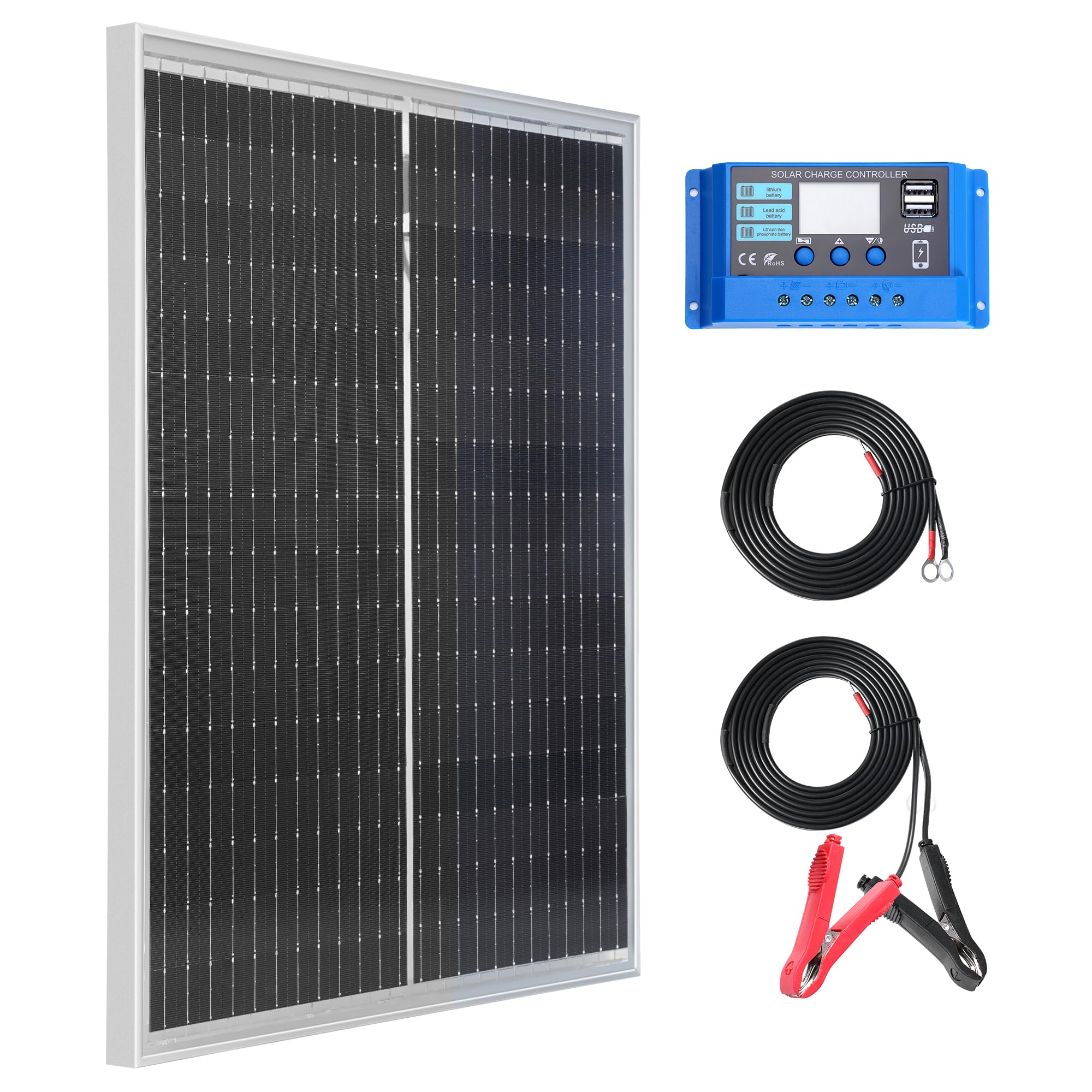 MKK GROUP 50W 12V Solar Panel Kit for RV Marine Camping Off-Grid