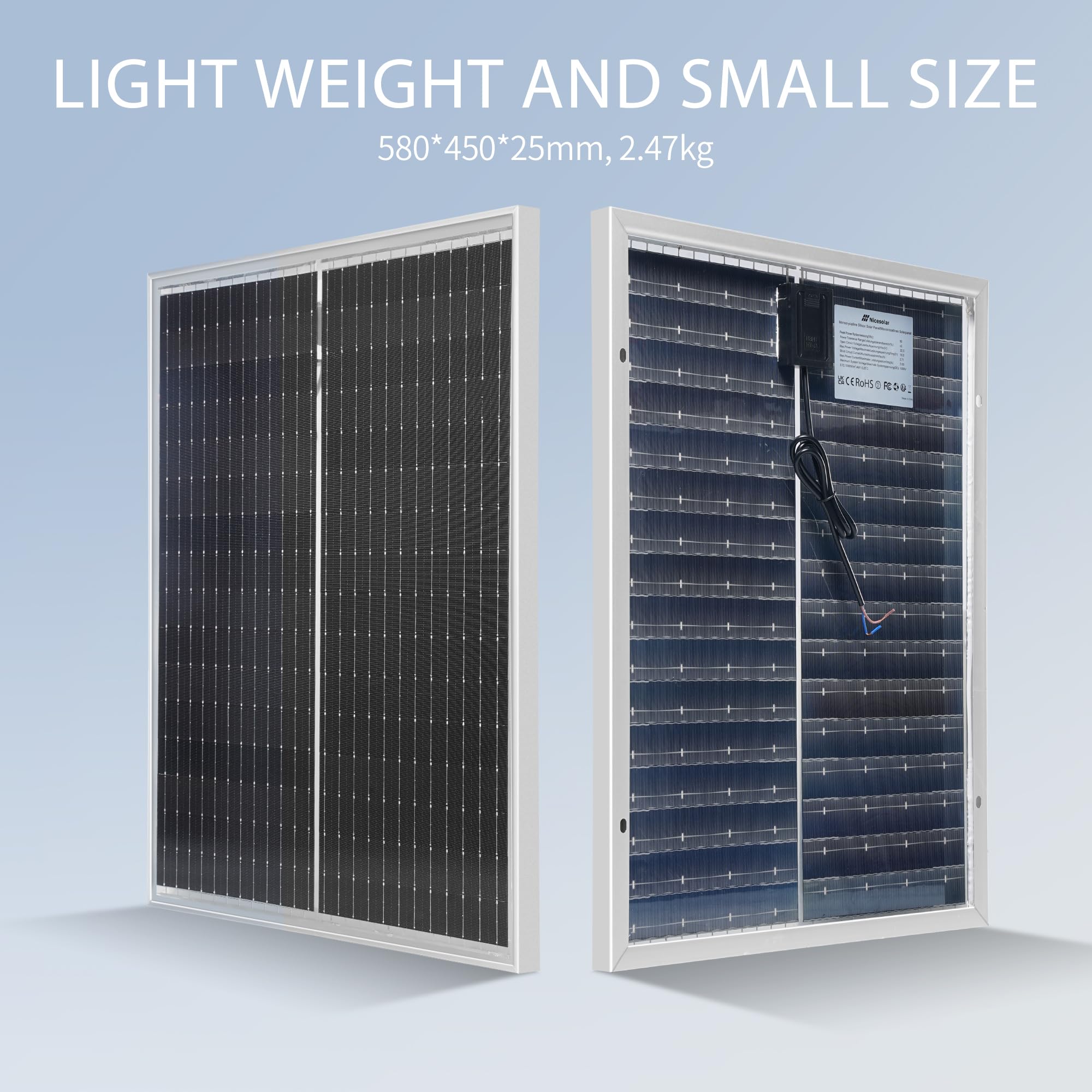 MKK GROUP 50W 12V Solar Panel Kit for RV Marine Camping Off-Grid