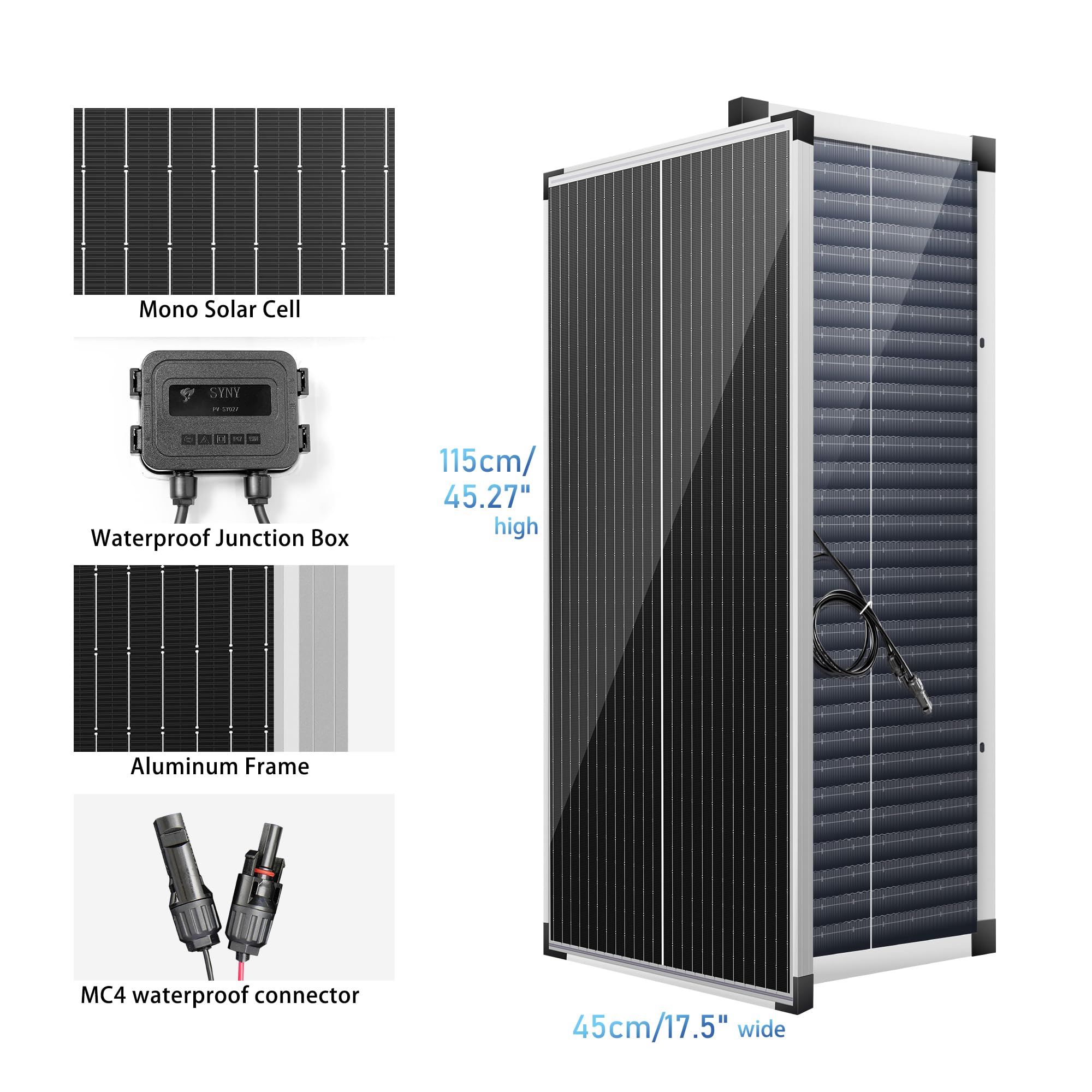 MKK GROUP 100W 12V Monocrystalline Solar Panel Kit RV Marine Off-Grid